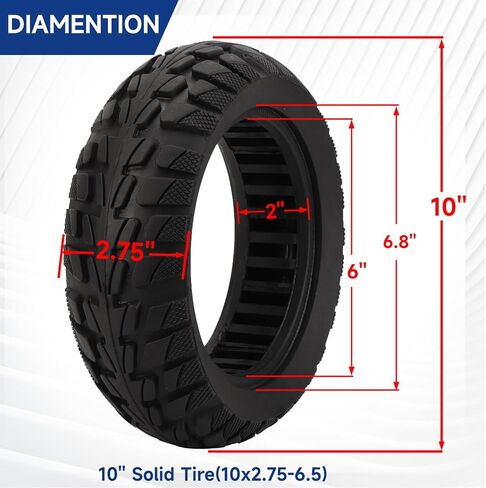 إطار صلب 10 بوصة لـ Segway Ninebot Max G30 LP/G30P، إطار بدون أنبوب 10x2.75-6.5 لـ Hiboy Titan PRO، لـ Hover-1 Alpha، لـ Evercross H5، 70/65-6.5 إطار سكوتر صلب مقاوم للثقب، مقاوم للانفجار in Kuwait