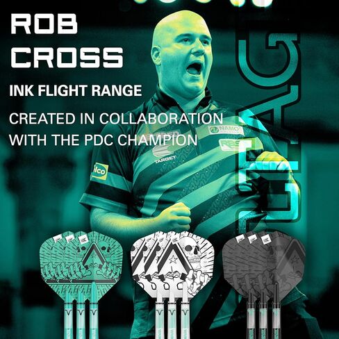 سهام الهدف تصميم Rob Cross Ink رقم 6 رحلات رمي ​​السهام وسيقان الأعمدة المتوسطة (41 مم) - 9 رحلات و9 أعمدة في المجموع in Kuwait