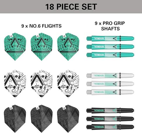 سهام الهدف تصميم Rob Cross Ink رقم 6 رحلات رمي ​​السهام وسيقان الأعمدة المتوسطة (41 مم) - 9 رحلات و9 أعمدة في المجموع in Kuwait