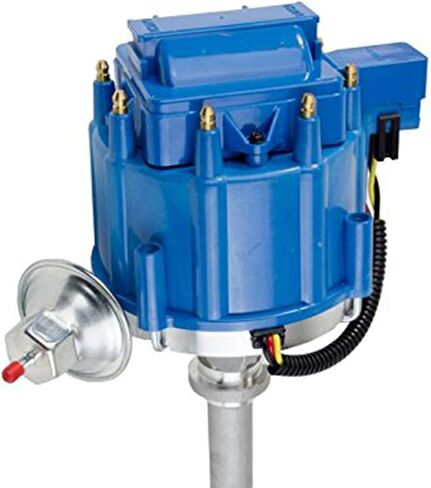 A-Team Performance - Complete HEI Distributor 65K Coil 7500 RPM - Compatible with Chevrolet GM GMC Small Block Big Block SBC BBC Chevy Corvette Tach Drive 1962-1974 One-Wire Installation Blue Cap in Saudi Arabia