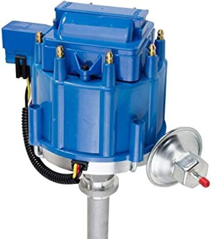 A-Team Performance - Complete HEI Distributor 65K Coil 7500 RPM - Compatible with Chevrolet GM GMC Small Block Big Block SBC BBC Chevy Corvette Tach Drive 1962-1974 One-Wire Installation Blue Cap in Saudi Arabia