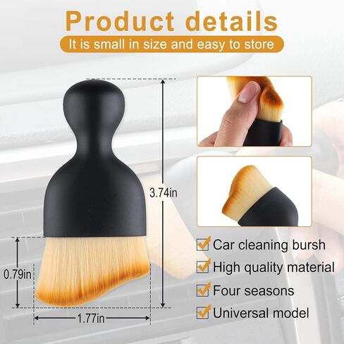 2Pcs Car Brush, Car Interior Brush Cleaning Tool, Dust Collectors with Curved Design Dirt Dust Soft Bristles, Car Accessories for Dashboard, AC Vents, Leather, Scratch-Free (Brown) in Saudi Arabia