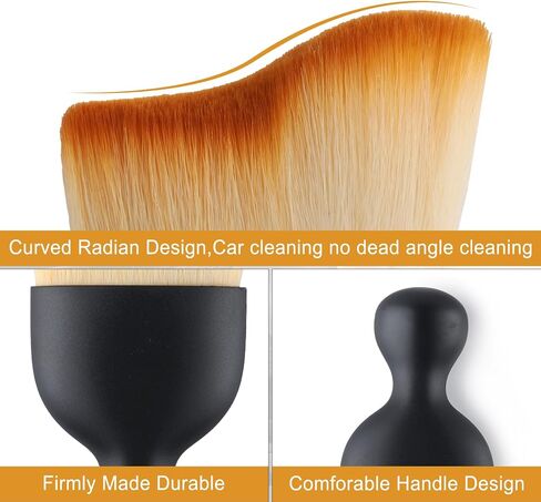 2Pcs Car Brush, Car Interior Brush Cleaning Tool, Dust Collectors with Curved Design Dirt Dust Soft Bristles, Car Accessories for Dashboard, AC Vents, Leather, Scratch-Free (Brown) in Saudi Arabia