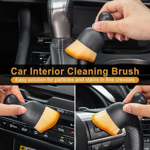 2Pcs Car Brush, Car Interior Brush Cleaning Tool, Dust Collectors with Curved Design Dirt Dust Soft Bristles, Car Accessories for Dashboard, AC Vents, Leather, Scratch-Free (Brown) in Saudi Arabia