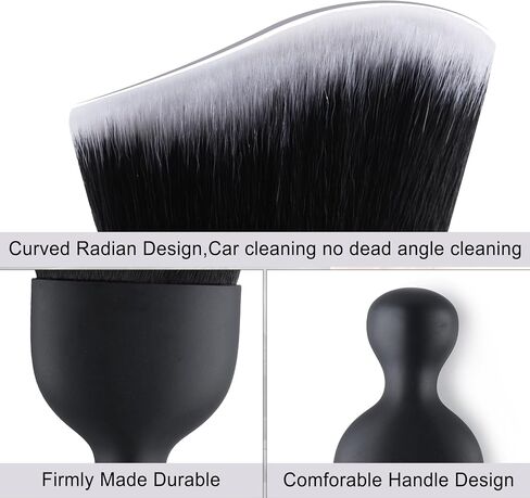 2Pcs Car Brush, Car Interior Brush Cleaning Tool, Dust Collectors with Curved Design Dirt Dust Soft Bristles, Car Accessories for Dashboard, AC Vents, Leather, Scratch-Free (Brown) in Saudi Arabia