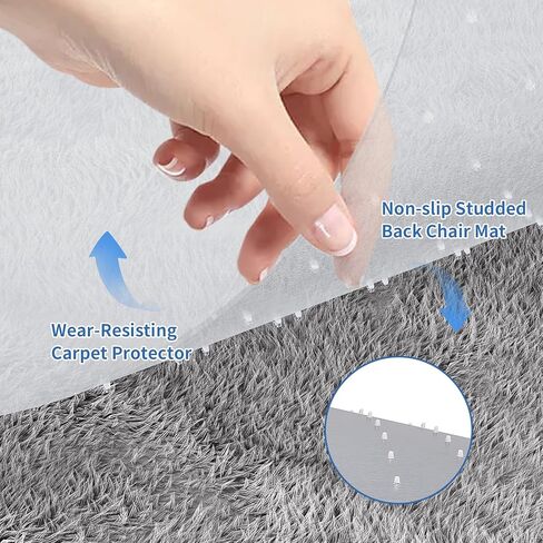WASJOYE سجادة كرسي مكتب للسجاد، 36 × 48 بوصة مستطيلة شفافة حصيرة للمنزل مكتب الكمبيوتر كرسي المتداول، مع سجادة حماية مرصعة غير قابلة للانزلاق in Kuwait