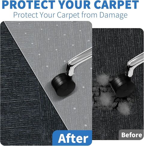 WASJOYE سجادة كرسي مكتب للسجاد، 36 × 48 بوصة مستطيلة شفافة حصيرة للمنزل مكتب الكمبيوتر كرسي المتداول، مع سجادة حماية مرصعة غير قابلة للانزلاق in Kuwait