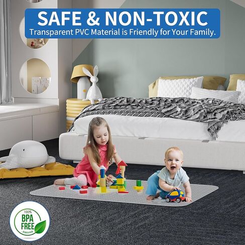 WASJOYE سجادة كرسي مكتب للسجاد، 36 × 48 بوصة مستطيلة شفافة حصيرة للمنزل مكتب الكمبيوتر كرسي المتداول، مع سجادة حماية مرصعة غير قابلة للانزلاق in Kuwait