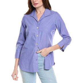Foxcroft Women's Pandora 3/4 Sleeve with Flip Cuff Solid Pinpoint Shaped Tunic