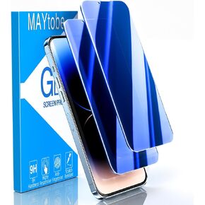 MAYtobe [2-Pack Privacy Screen Protector Designed for iPhone 16e, iPhone 14, iPhone 13 Pro, iPhone 13 Anti-Blue Light Tempered Glass, Eye Protection, Blue Anti-Spy, Colorful Gradient, Anti-Scratch