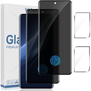 2+2 Pack Galaxy S21 Ultra Privacy Screen Protector With Camera Lens Protector,Anti-Spy Tempered Glass, 3D Full Coverage, Fingerprint Unlock, Easy to install For Samsung Galaxy S21 Ultra 5G 6.8 Inch