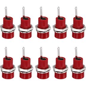 MECCANIXITY 4 Pcs Banana Jack, 10A 8 x 4mm Brass Soldering Banana Female Panel Socket Jack, 4mm Binding Post Adapter for Banana Plug Connectors, Red