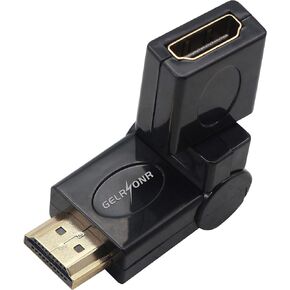 Gelrhonr دوار زاوية محول HDMI ، 90 180 270 360 درجة 360 موصل التمديد القابل للدوار الذكور القابلة للتعديل إلى محول الإناث للحصول