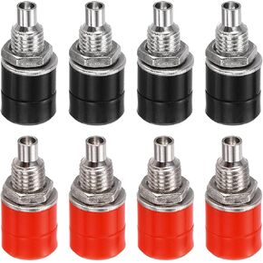 MECCANIXITY 4 Pcs Banana Jack, 24A 6 x 4mm Panel Mount Banana Female Panel Socket Jack, 4mm Binding Post Adapter for Banana Plug Connectors, Red&Black