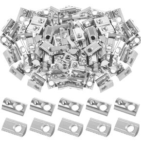 100 Pcs M8 T Nuts Half Roll in Spring 4040 Series Silver Thread Spring Carbon Steel European Standard 40 Series T Nut for Aluminum Extrusion Profile