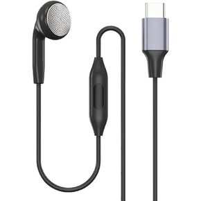 Single Side Earphone, USB Type C One Ear Earphone with Mic and in-line Control,Compatible with iPad,iPods,Portable Players, Tablets, MP3 Players, Radios,for Both Left and Right Ears(Black)