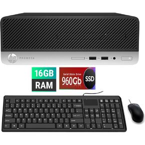 HP Prodesk 400 G4 SFF كمبيوتر سطح المكتب ، Intel Core I3-6100 ، 960 جيجابايت SSD ، ذاكرة الوصول العشوائي 16 جيجابايت ، الماوس ولوحة المفاتيح ، Windows 10 Pro (متجدد)