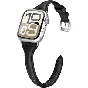 wipalor Thin Leather Band Fit Apple Watch Bands for Women 42mm 41mm 40mm 38mm 46mm 45mm 44mm 49mm Series 10 9 8 7 6 5 4 3 2 1 SE Ultra, Top Grain Genuine for iPhone Watch Bands Slim Cute iWatch Bands