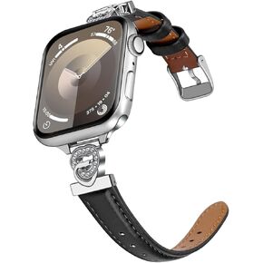 شريط ساعة جلد حمراء نحيف متوافق مع Apple Watch 38 مم/40 مم/41 مم/42 مم/44 مم/45 مم/49 مم ، لسلسلة iWatch 10/9/8/7/6/5/4/3/2/1 SE/Ultra ،
