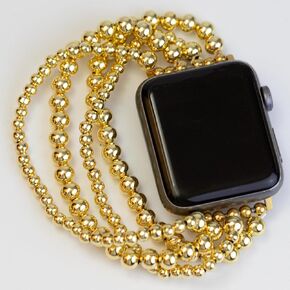 Tarnish-Proof Gold Beaded Bracelet Apple Watch Band - Durable and Stylish i Watch Band - Hypoallergenic and Waterproof - Gold Apple Watch Band - Dressy Apple Watch Bands for women