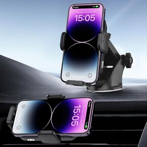 Criacr Wireless Car Charger, Auto-Alignment, Auto-Clamping & Adjustable Phone Holder, Wireless Charging for iPhone 14/13/12/11/Pro Max, Samsung Galaxy Phones
