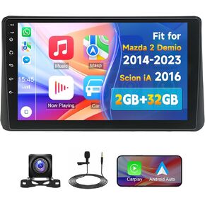 Android 13 Car Stereo,2GB+32GB Wireless Carplay Android Auto 9inch Touchscreen Radio Stereo Auto GPS Navigation Mirror Link Backup Camera SWC Fit for Mazda 2 Demio 2014-2023,Scion iA 2016