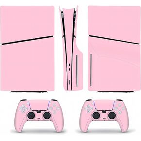 PS-5 Slim Skin Stickers Controller Console Panels Decal Cover Pink 5 Play Station Disc Edition Version Accessories Decor Vinyl Wrap Bubble-Free & Easy to Apply