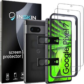 Inskin Tempered Glass Screen and Camera Lens Protector, fits Google Pixel 7 6.3 inch [2022] - 2+2 Pack with Auto Alignment Tool, Fingerprint Compatible, Anti-Scratch, Bubble-Free