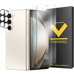 4 Pcs For Galaxy Z Fold 5 Screen Protector (2 Front Tempered Glass + 2 Camera Lens Protecters), High Clarity, Anti-Shatter, Case Friendly, For Samsung Galaxy Z Fold 5 5G