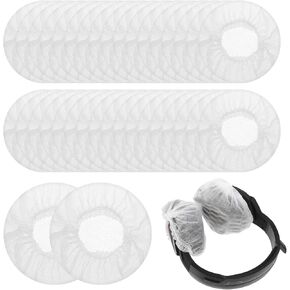 200PCS Stretch Earphone Earcup Protector Non-Woven Sanitary Earpad Covers Disposable Sweatproof Headphone Ear Cover Ear Earpads for Most On Ear Headphones (White 11cm/4.3 Inch)