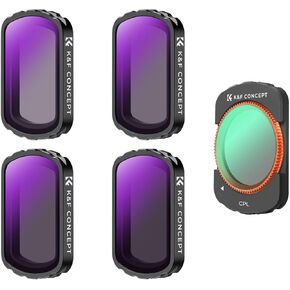 K&F Concept Magnetic CPL + ND Filter Kit for DJI Osmo Pocket 3 Creator Combo - ND4+ND8+ND16+ND32+CPL Optical Glass/HD/Multi-Coated Filters