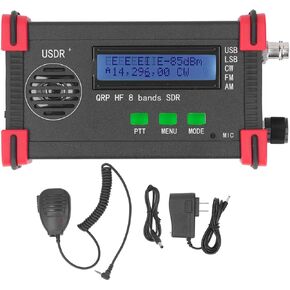 8 فرقة قصيرة من الموجة الراديوية مستقبلي محمول SDR QRP SSB CW جهاز الإرسال والاستقبال مع الميكروفون المحمولة 100‑240V (قابس أمريكي)