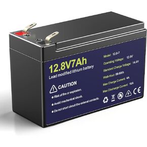 12V 7Ah Battery 12V LiFePO4 Battery - Built-in BMS, 5000+ Cycles, Lightweight, for Fish Detector, Solar, Alarm System, Lighting, Small UPS, Ride on Toys