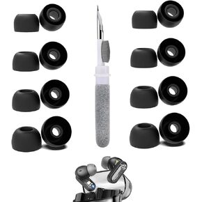 [8 Pairs] Replacement Ear Tips for TOZO Crystal Pods, with 3 in 1 Cleaner Kit, Silicone Ear Tips (XS/S/M/L)