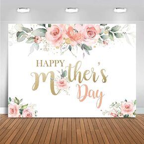 Mocsicka Happy Mother's Day Backdrop Blush Pink Floral Mother Day Birthday Party Background Mother's Day Flowers Photography Background Studio Props (7x5ft)