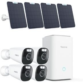 REOLINK Home Hub with 4X Argus Eco Pro + Solar Panel - 5MP 2K+ Resolution, Color Night Vision, 2.4/5 GHz Wi-Fi, 64GB microSD Card Included, Encrypted Local Storage, No Monthly Fees