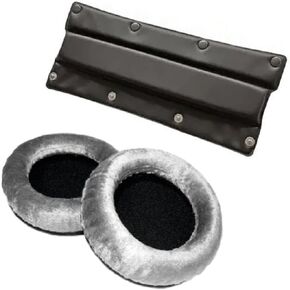 beyerdynamic EDT 990 V Ear Pad Set Velour in Silver Bundle with beyerdynamic Leatherette Replacement Buttonable Headband (2 Products)