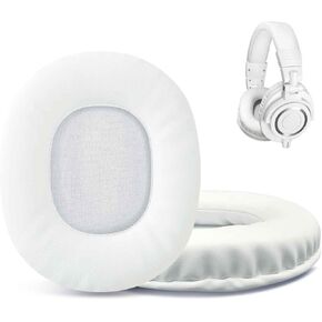 Replacement Ear Pads for Audio Technica ATH M50X M50XBT M50RD M40X M30X M20X MSR7 SX1 Monitor Headphones, EarPads Cushions Headphones Covers with Memory Noise Isolation Foam-White