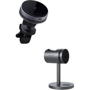 15W Magnetic Wireless Car Charger Active Cooling 360°Rotatable Car Mount, 15W 3 in 1 Charging Station with Phone Cooler for iPhone 16/15/14/13/12 Series