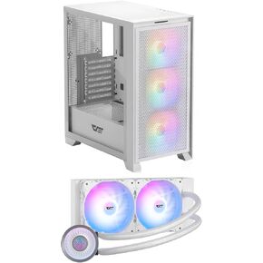 darkFlash DRX70 ATX Mid-Tower Gaming PC Case + DNA240A AIO CPU Liquid Cooler(White)