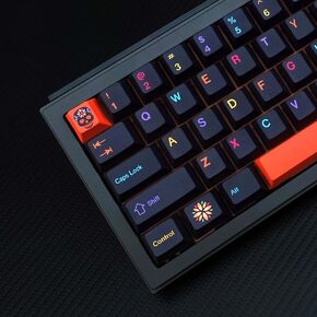 Kbdiy Mictlán Five-Sipped-Sublimation 143 Keys Keycaps ، ملف تعريف الكرز PBT Orange Custom Keycap for 61/64/68/84/87/100/104/108 لوحة المفاتيح الميكانيكية
