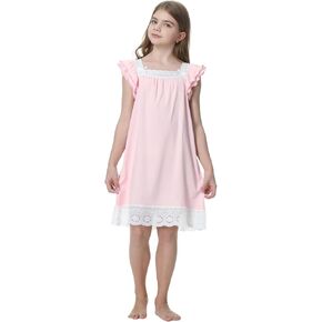 Lovely Girls Princess Nightgown Soft Cotton Sleepwear Kids 3-12 Years
