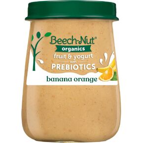 Beech-Nut Organic Fruit & Yogurt Baby Food Jars with Prebiotics, Organic Banana Berry & Yogurt Puree, Stage 2 Baby Food for Babies 6 Months and Up, Non-GMO, 4oz Glass Jars, 10ct in Kuwait