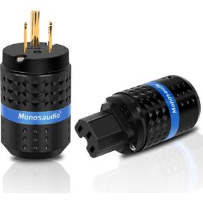 Monosaudio Audiophile Power Plug Pure Copper 15A/125V 10A/250V IEC C13/C15 Power Connector Hi-end Audio Power Plug for DIY Audiophile Power Cord HiFi Audio AC Power Cable(Rhodium Plated)（M102R/F102R）