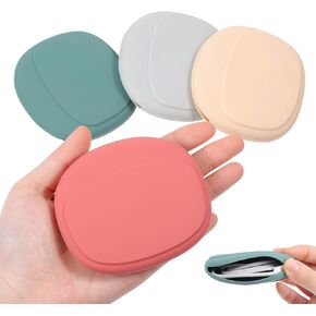 JEFFDAD 4 PCS Silicone سماعة سماعات رأس ، حقيبة تخزين صغيرة محمولة سلكية تخزين حقيبة تخزين مفتاح مصغرة حالة تخزين الكابل （رمادي+أخضر+بيج）