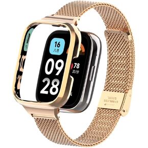 Compatible for Xiaomi Redmi Watch 3 Active Bands,Stainless Steel Metal Replacement Strap Bracelet Wristband Accessories for Redmi Watch 3 Active Smart Watch