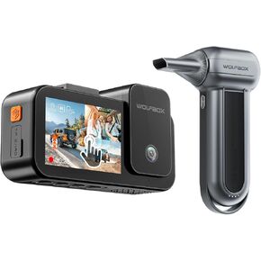 WOLFBOX X5 New 3 Channel 4K HDR Dash Cam & MF100 Electric Air Duster