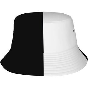Split Black and White Bucket Hats for Women Men Reversible Fisherman Hats Fishing Cap Summer Sun Hat