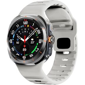 Sport Bands Compatible with Samsung Galaxy Watch Ultra Band 47mm,Soft Silicone Waterproof Strap for Galaxy Watch Ultra Breathable Bands Men Women (Gray/Orange, Galaxy Ultra 47mm)