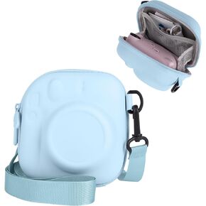 Hard EVA Storage Case Widely Compatible with Fujifilm Instax Mini 12/11/9/8/99/90/40, Instant Camera Protective Carrying Case with Adjustable Strap - Mint Green